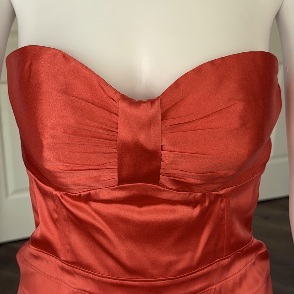 Arden B Orange Corset Strapless Sweetheart Neckline Silk Top Lined Side Zip XS - Picture 2 of 7